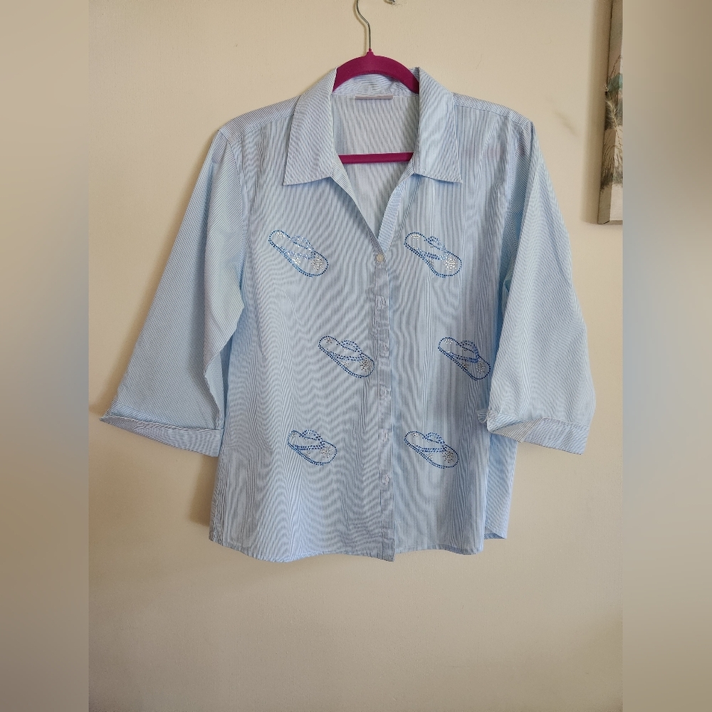 Tia Designs flip flops stripe vacation top XL